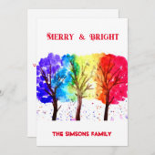 Waterverf Vrolijk en helder kerstboom Feestdagenkaart (Voorkant / Achterkant)