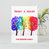 Waterverf Vrolijk en helder kerstboom Feestdagenkaart (Staand voorkant)