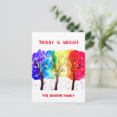 Waterverf Vrolijk en helder kerstboom Feestdagenkaart (Staand voorkant)