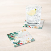 Waterverf Vrolijk Kerst Vierkant Papier Onderzette Kartonnen Onderzetters (Insitu)