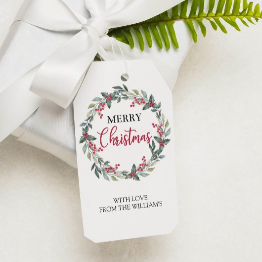 Waterverf Vrolijk kerstcadeau Label Cadeaulabel