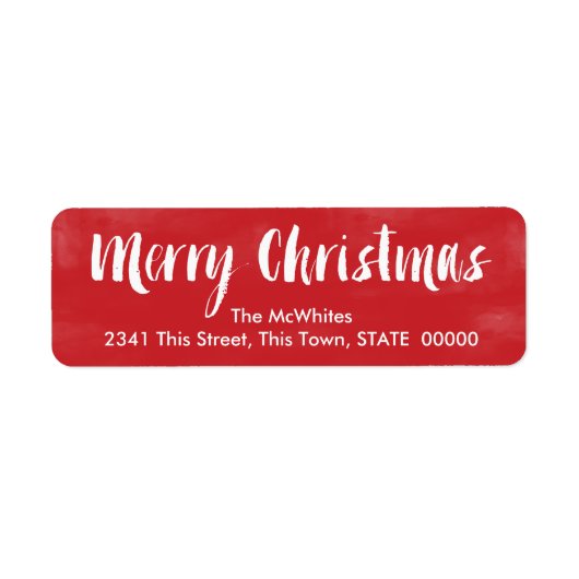 Waterverf Vrolijk kerstfeest | Aangepaste Adreseti Etiket (Voorkant)