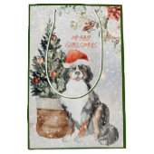 Waterverf Vrolijk Kerstfeest Berner Sennenhond Medium Cadeauzakje (Voorkant)