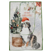 Waterverf Vrolijk Kerstfeest Berner Sennenhond Medium Cadeauzakje (Achterkant)