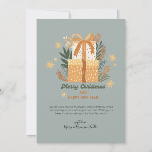 Waterverf "Vrolijk Kerstfeest" Cadeaus & Greenery Feestdagenkaart (Voorkant)