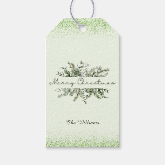 Waterverf Vrolijk Kerstfeest Custom Green Cadeaulabel (Voorkant)