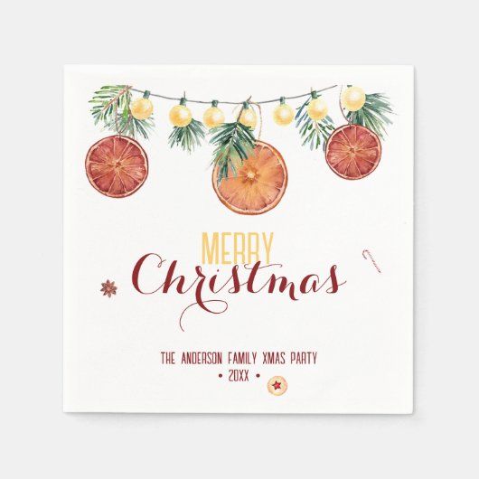 Waterverf Vrolijk Kerstfeest Feestelijke Lichten & Servet (Voorkant)