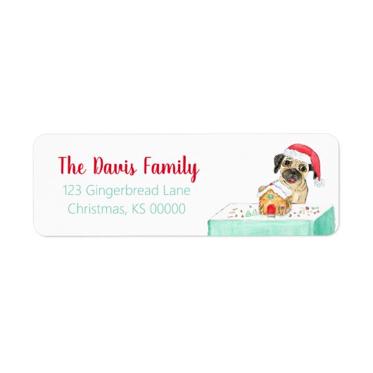 Waterverf Vrolijk Kerstfeest Frans bulledoglabel Etiket (Voorkant)