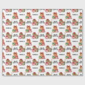  Waterverf Vrolijk Kerstfeest Gepersonaliseerd Cadeaupapier (Vlak)