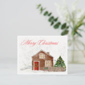 Waterverf Vrolijk Kerstfeest Gezellig Thuis Feestdagenkaart (Staand voorkant)
