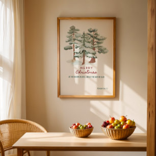 waterverf Vrolijk Kerstfeest Groeten Poster