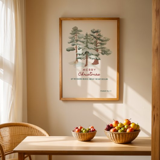 waterverf Vrolijk Kerstfeest Groeten Poster