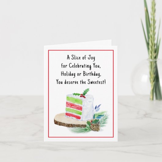 Waterverf Vrolijk Kerstfeest Happy Birthday Cake Kaart (Voorkant)