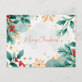 Waterverf Vrolijk Kerstfeest Kaart Bladeren & Bess (Voorkant)