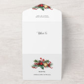 Waterverf Vrolijk Kerstfeest Kerstmis Bloemen Foto All In One Uitnodiging (Buitenkant)