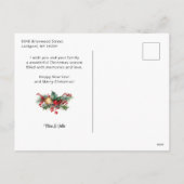 Waterverf Vrolijk Kerstfeest Kerstmis Bloemen Foto Feestdagenkaart (Achterkant)