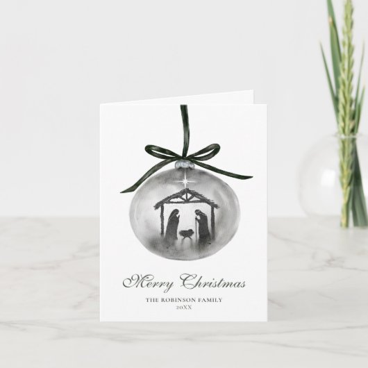 Waterverf vrolijk kerstfeest Ornament Feestdagen Kaart (Voorkant)