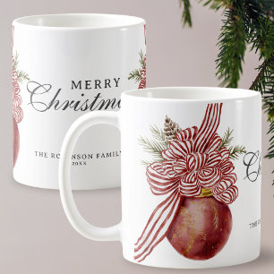 Waterverf Vrolijk Kerstfeest Ornament Gestreepte B Koffiemok