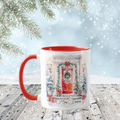 Waterverf Vrolijk Kerstfeest Rode Deur Elegant Mok