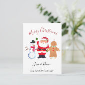 Waterverf Vrolijk Kerstfeest Santa Sneeuwman Feestdagenkaart (Staand voorkant)