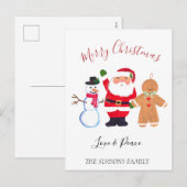 Waterverf Vrolijk Kerstfeest Santa Sneeuwman Feestdagenkaart (Voorkant / Achterkant)