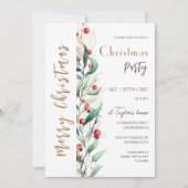 Waterverf Vrolijk Kerstfeest Uitnodiging (Voorkant)