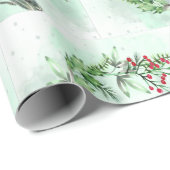 Waterverf Vrolijk Kerstgrijs Jay Vogelkrans Cadeaupapier (Rol Hoek)