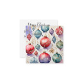 Waterverf Vrolijk Kerstmis Bauble Notitiekaartje (Voorkant / Achterkant in situ)