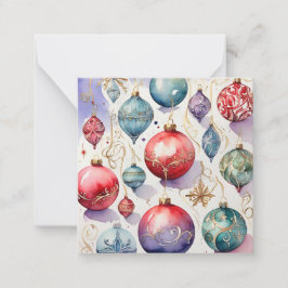 Waterverf Vrolijk Kerstmis Bauble Notitiekaartje