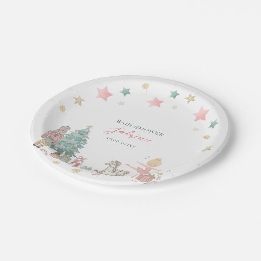 Waterverf Vrolijk Kerstmis Notenkraker Ballet baby Papieren Bordje (Gekanteld)