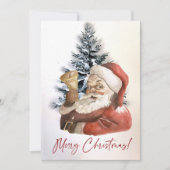 Waterverf Vrolijk Kerstmis Santa Custom Feestdagenkaart (Voorkant)