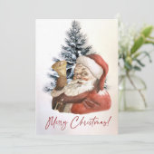 Waterverf Vrolijk Kerstmis Santa Custom Feestdagenkaart (Staand voorkant)