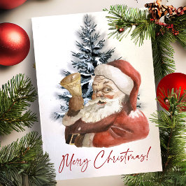 Waterverf Vrolijk Kerstmis Santa Custom Feestdagenkaart