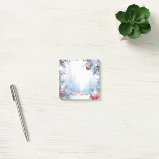 Waterverf Vrolijk Kerstmis Winter Scene Border Post-it® Notes (Kantoor)