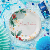 Waterverf Vrolijk Kerstpapier Borden – Elegant Papieren Bordje (Feest)