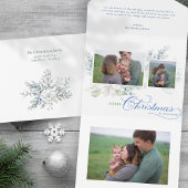 Waterverf Vrolijk Kerstscript Juniper 3-Foto All In One Uitnodiging