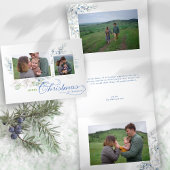 Waterverf Vrolijk Kerstscript Juniper Foto Drieluik Wenskaart