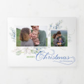 Waterverf Vrolijk Kerstscript Juniper Foto Drieluik Wenskaart (Cover)