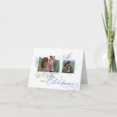 Waterverf Vrolijk Kerstscript Juniper Foto Feestdagen Kaart (Voorkant)