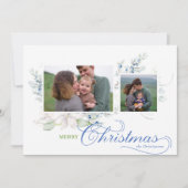 Waterverf Vrolijk Kerstscript Juniper Foto Feestdagenkaart (Voorkant)