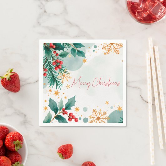 Waterverf Vrolijk Kerstservetten Elegante Vakantie Servet (Insitu)