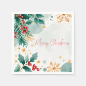 Waterverf Vrolijk Kerstservetten Elegante Vakantie Servet (Voorkant)