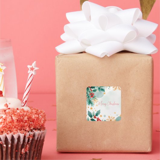 Waterverf Vrolijk Kerstvakantie Sticker Elegant (Feest)