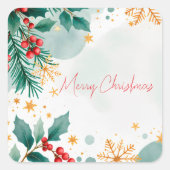 Waterverf Vrolijk Kerstvakantie Sticker Elegant (Voorkant)