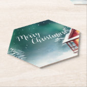 Waterverf vrolijk wild Xmas Pine tree Vakantiefees Kartonnen Onderzetters (Schuin)