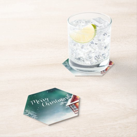 Waterverf vrolijk wild Xmas Pine tree Vakantiefees Kartonnen Onderzetters (Insitu)