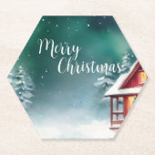 Waterverf vrolijk wild Xmas Pine tree Vakantiefees Kartonnen Onderzetters (Voorkant)