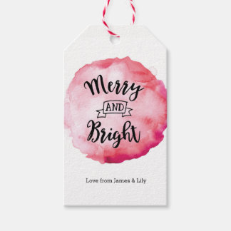 Waterverf vrolijke en lichte kerstcadeau tags cadeaulabel