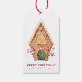 Waterverf Vrolijke Gingerbread House Christmas Cadeaulabel (Voorkant)