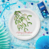 Waterverf Vrolijke Kerstbessen Branches Papieren Bordje (Feest)